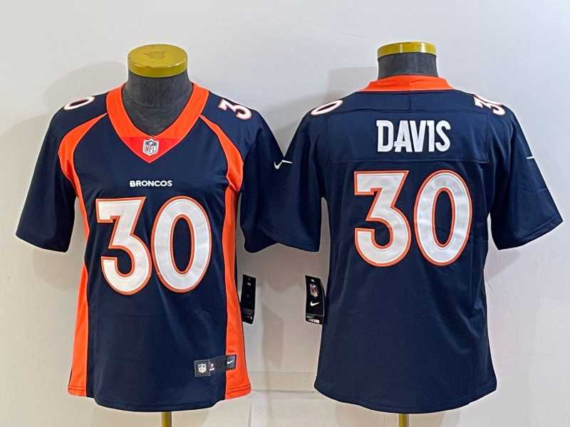 Womens Denver Broncos #30 Terrell Davis Navy Blue 2022 Vapor Untouchable Stitched NFL Nike Limited Jersey->women nfl jersey->Women Jersey